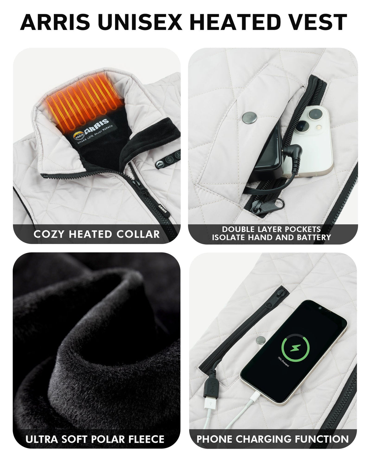Women Electric Heated Thermal Vest with Adjustable Sizing and Temperature Control