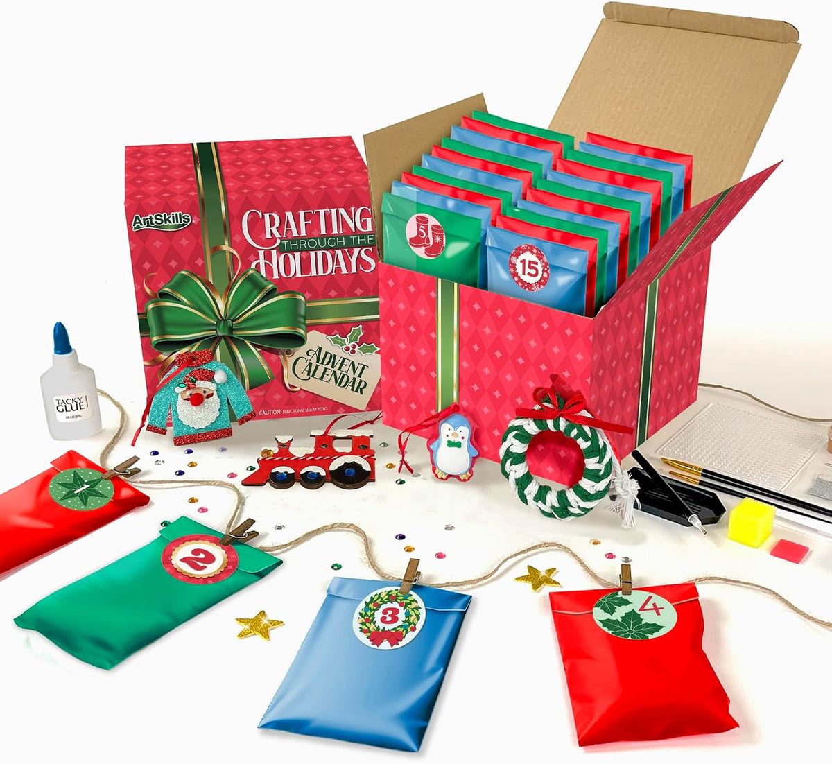 25-Day Craft Advent Calendar with Diamond Art and Paint by Number Projects