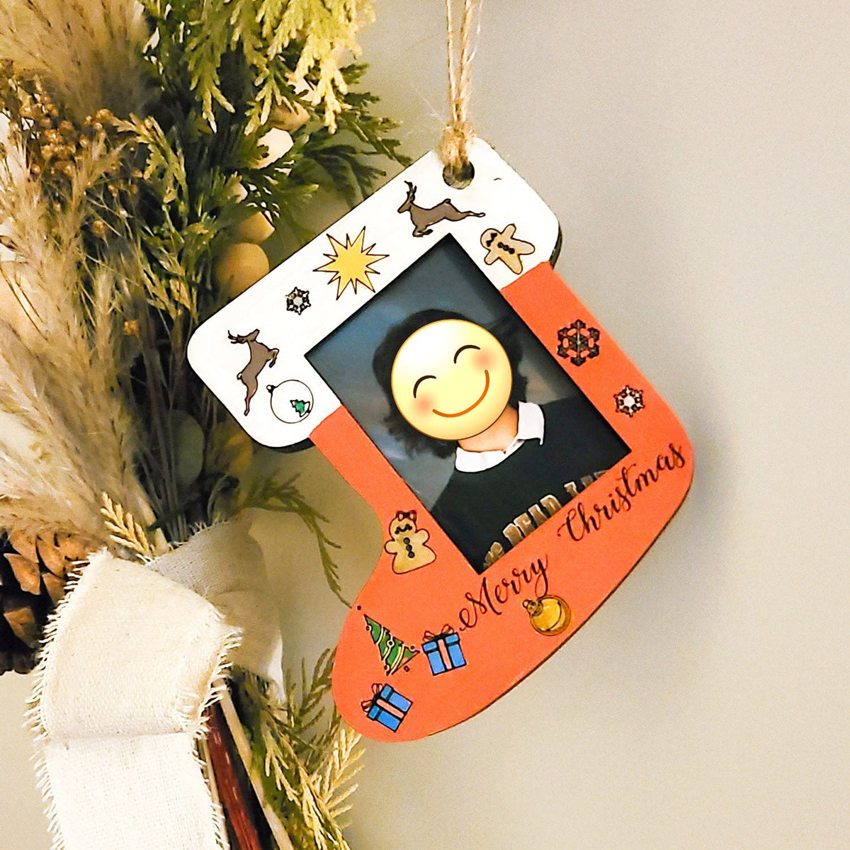 Wood Stocking Photo Ornament with Two Assembly Options, Unfinished or Painted