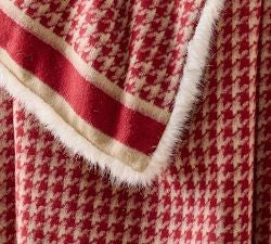 Reversible Houndstooth Fleece Throw Blanket with Soft Plush Faux Fur Backing
