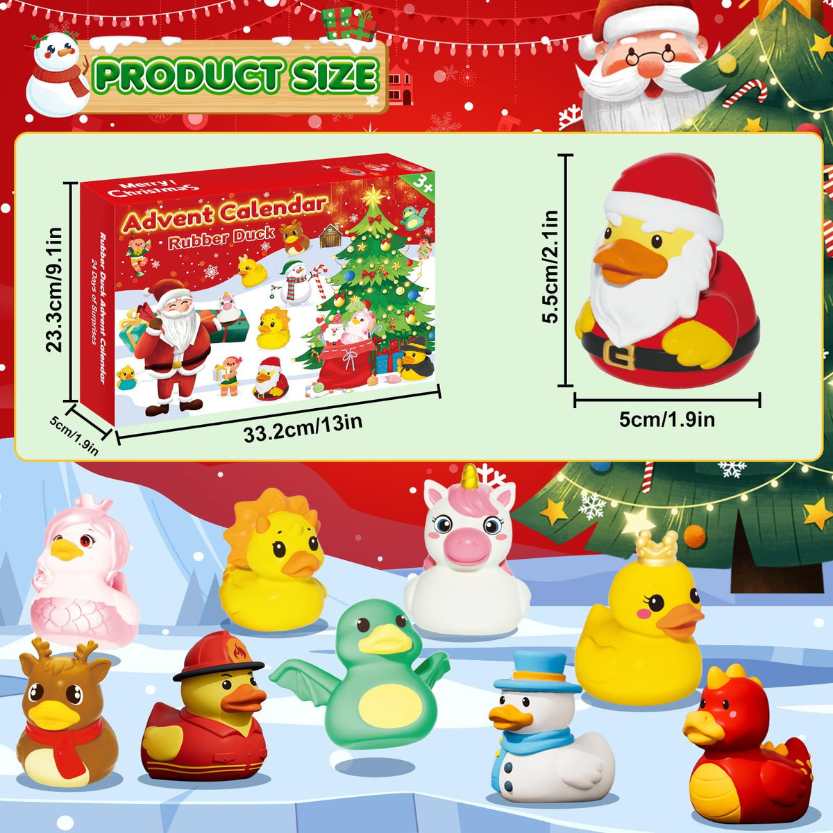 24-Piece Costumed Rubber Duck Advent Calendar with Holiday Countdown Box for Kids