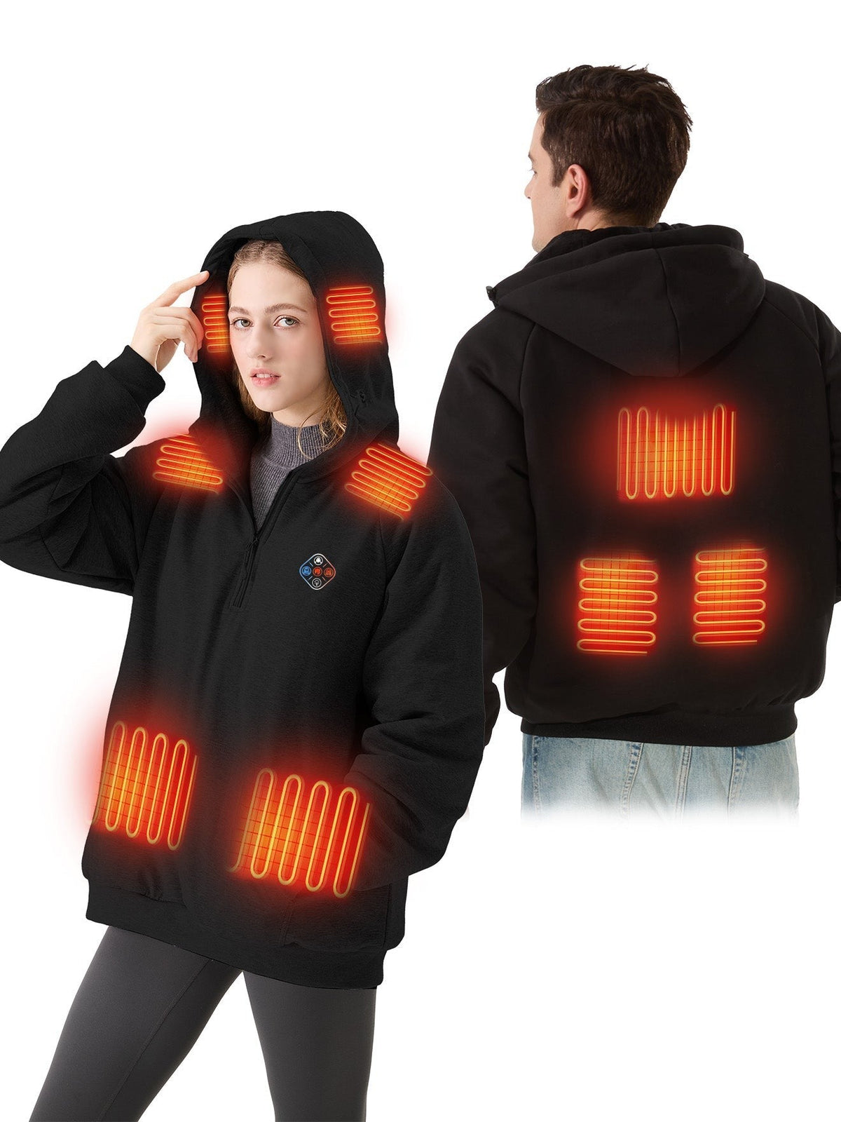 Unisex Electric Heated Fleece Pullover Sweatshirt with Included Battery Pack
