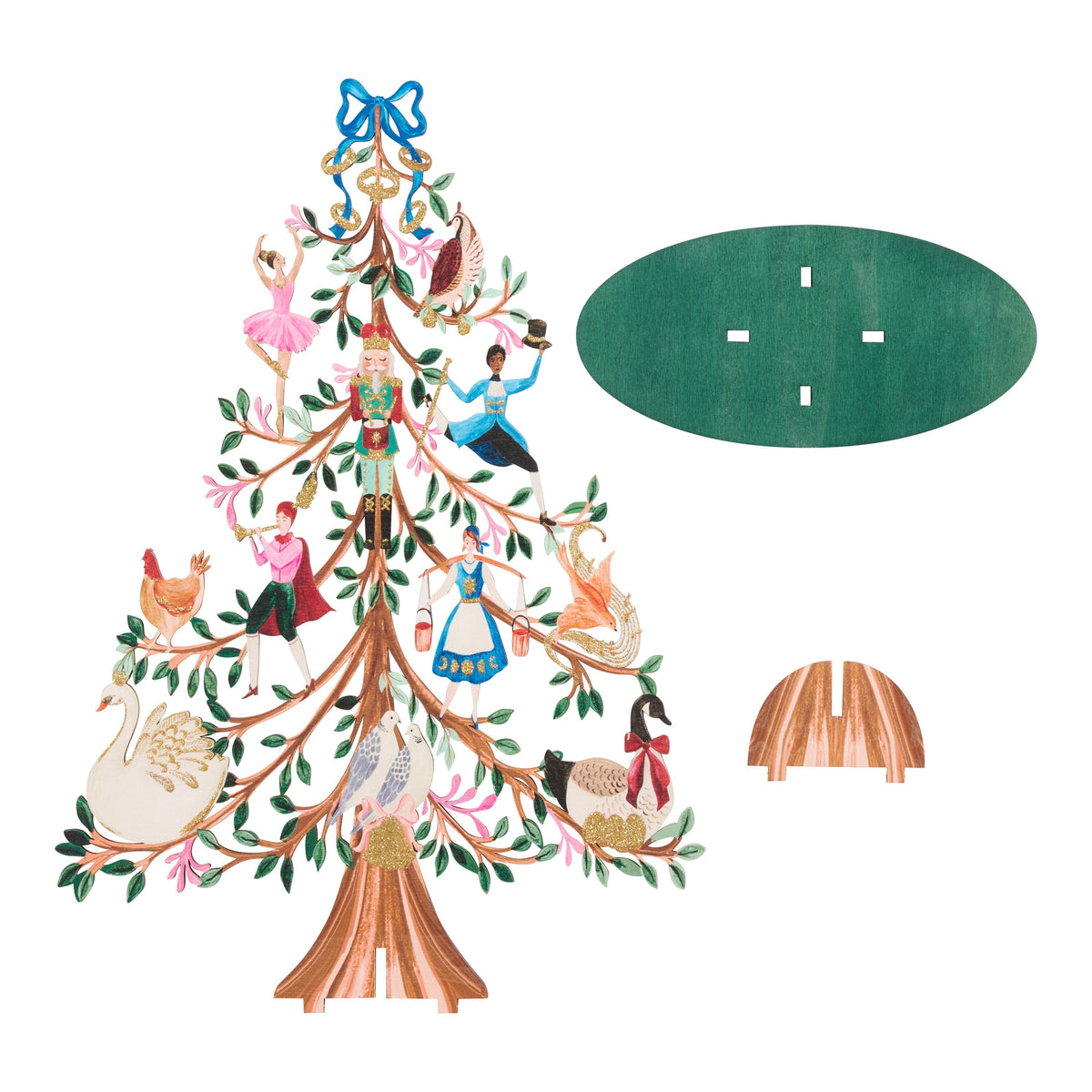 Wooden Christmas Tree Decor with Glitter Painted Panels and 12 Days Theme All Vera Mart