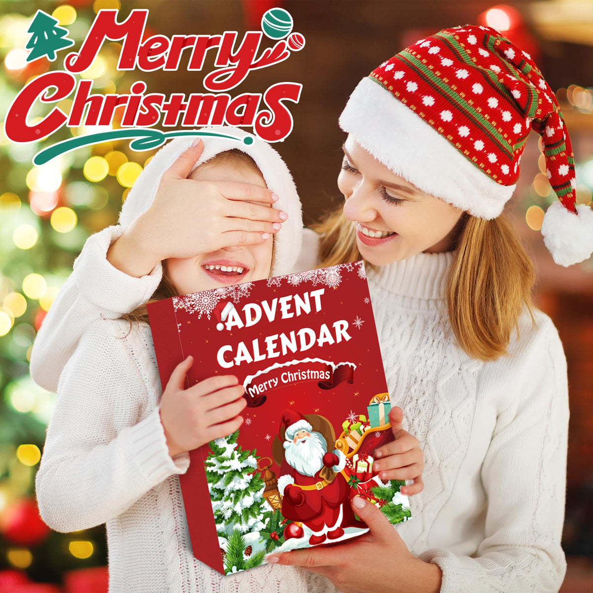 Advent Calendar with 24 Squishy Toys and Wide Display Box for Kids Ages 3+