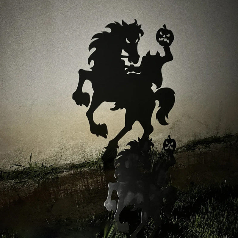 Metal Yard Stake Shadow Caster with Horror Character Silhouette and Spotlight Projection
