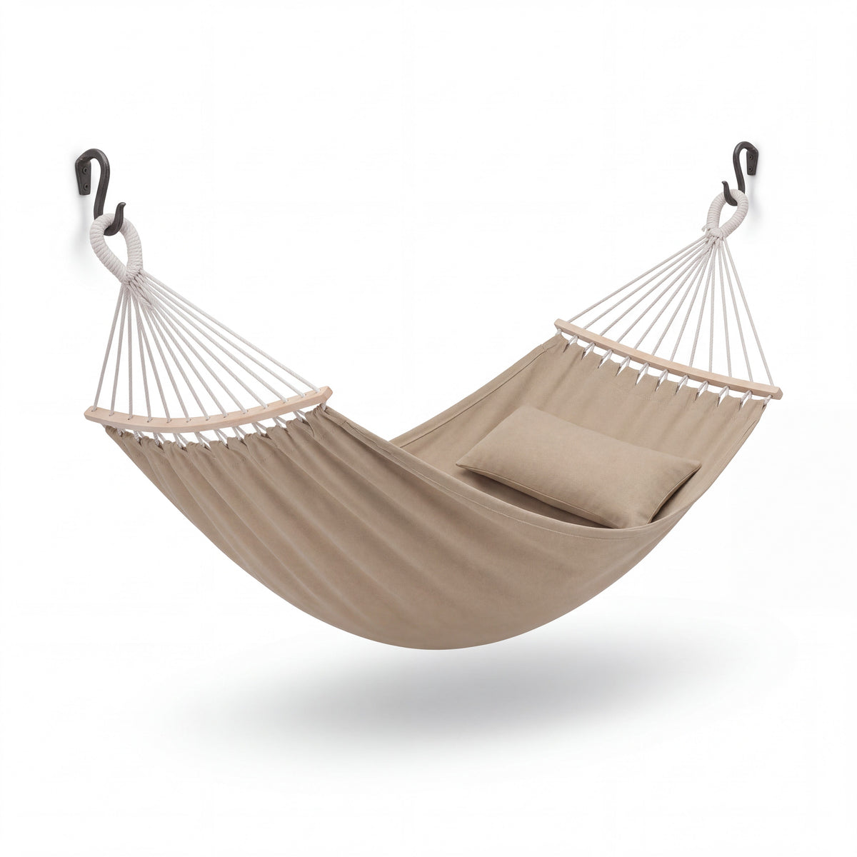 Two Person Canvas Hammock with Braided Ropes and Carry Bag