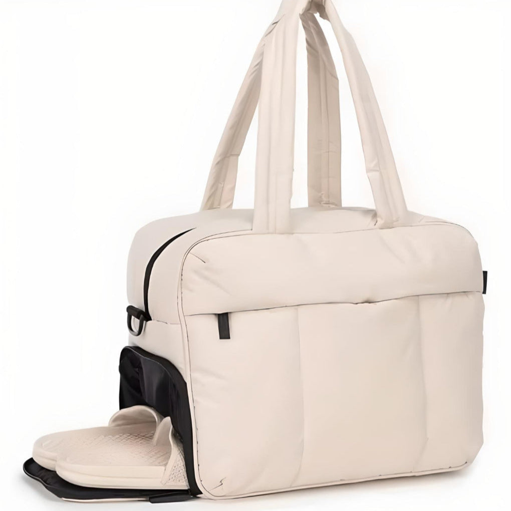 Quilted Duffle Bag with Padded Polyester Shell and Dual Carry Handles, 16 Inch