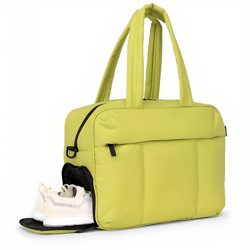 Quilted Duffle Bag with Padded Polyester Shell and Dual Carry Handles, 16 Inch