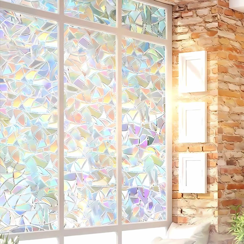 Rainbow Prismatic Window Film with Static Cling and UV Protection