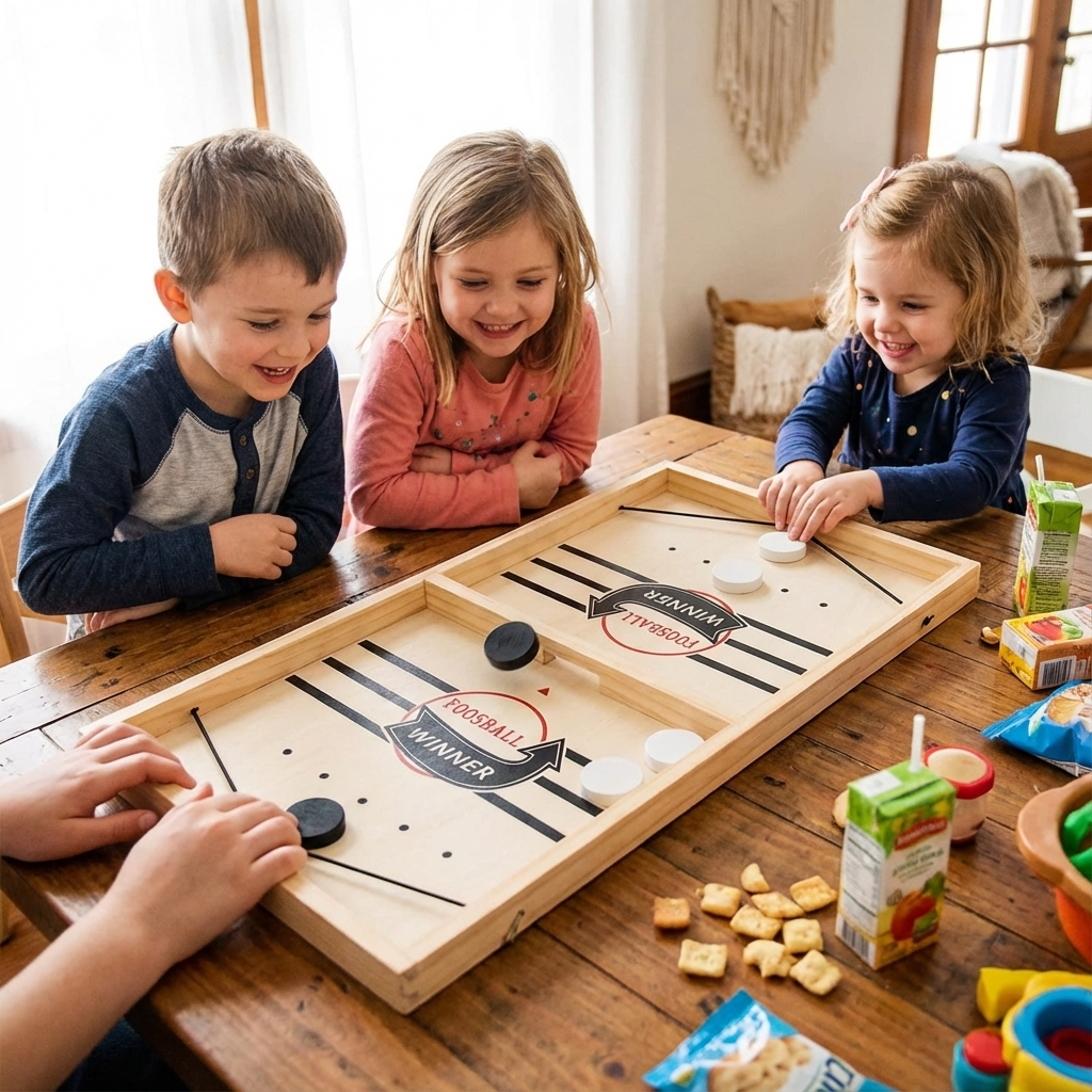 Wooden Catapult Board Game with Spring Loaded Launch System and Scoring Zones