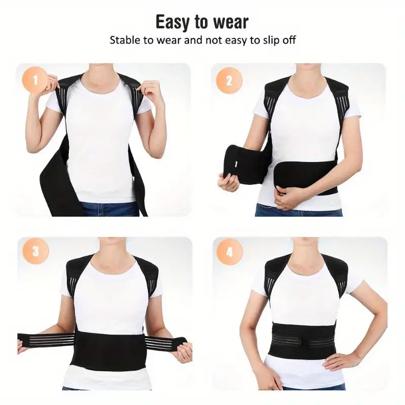 Adjustable Spinal Support Brace with 108 Embedded Magnets and Removable ABS Plates
