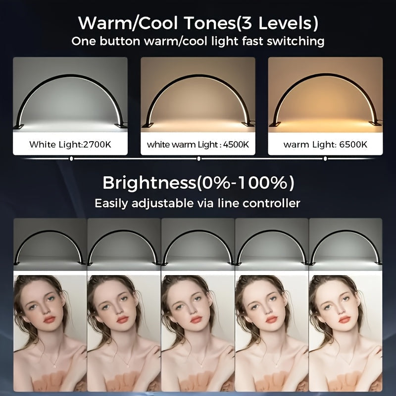 LED Arc Desk Lamp with Dimmable Brightness and Color Temperature, Flicker-Free