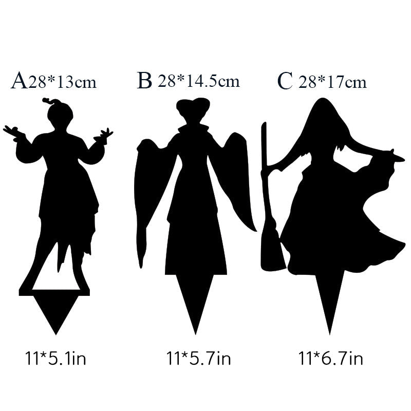 Metal Yard Stake Shadow Caster with Horror Character Silhouette and Spotlight Projection