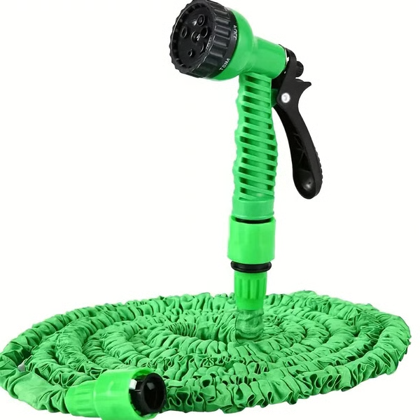 Expandable Garden Hose with Adjustable Spray Nozzle and Brass Connectors