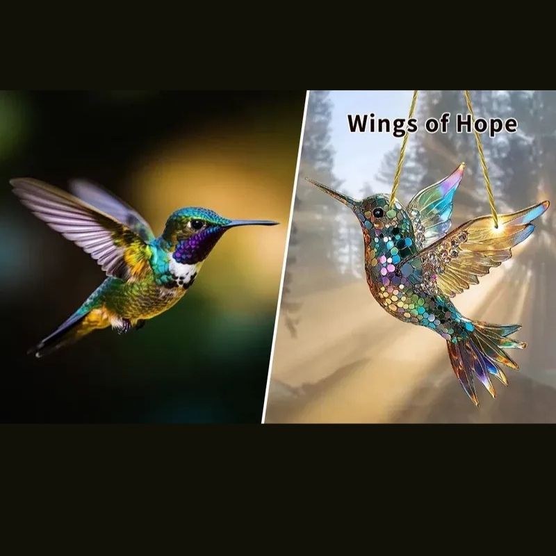 Acrylic Bird Suncatcher with Hanging Loop and Colored Light Reflection