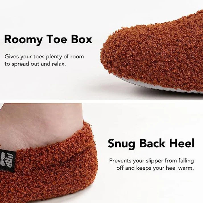 Fleece Slipper with Memory Foam Footbed and Closed Back, Non-Slip Rubber Sole