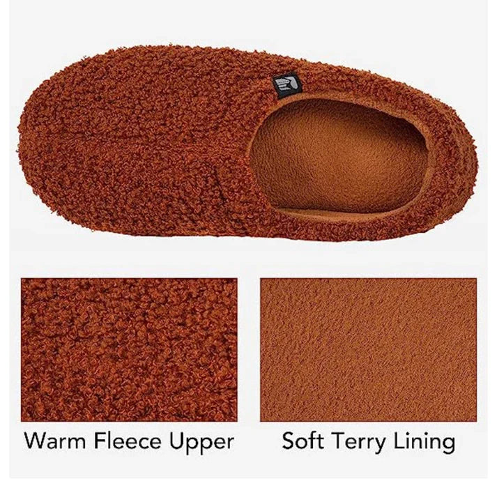 Fleece Slipper with Memory Foam Footbed and Closed Back, Non-Slip Rubber Sole