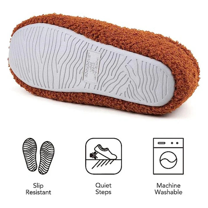 Fleece Slipper with Memory Foam Footbed and Closed Back, Non-Slip Rubber Sole