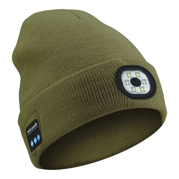 Wireless LED Beanie with Built-in Speakers and Detachable Light Module