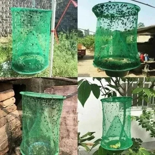 Reusable Fly Trap with Funnel Entry and Natural Bait Pot for Barns