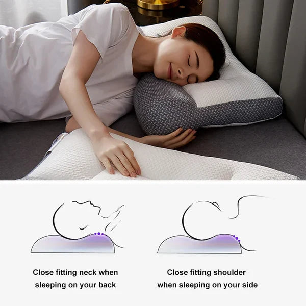 Contoured Neck Pillow with Ear Cutouts and Machine Washable Fill