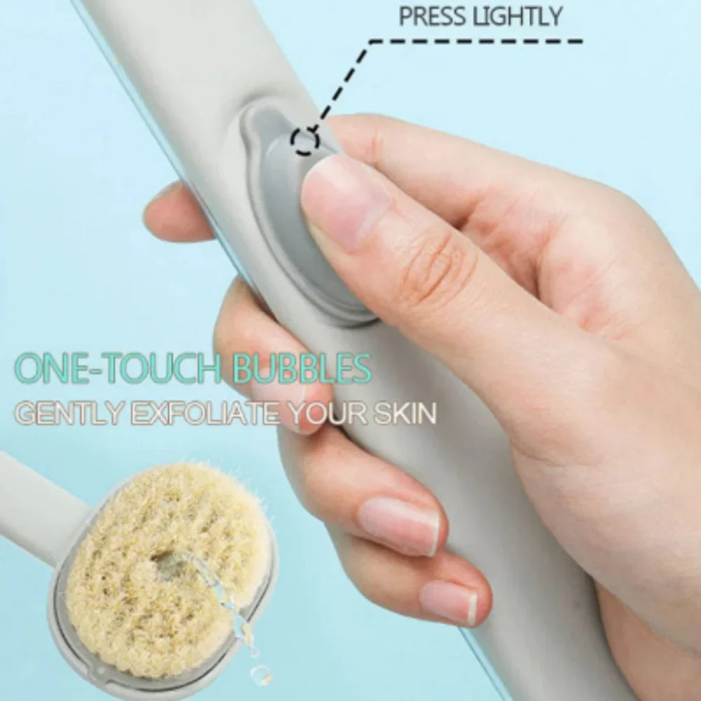 Back Scrubber Brush with Soap Dispenser and Curved Handle, Extended Reach