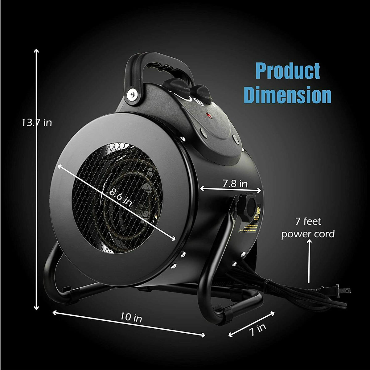 Electric Greenhouse Heater with Dual Air Circulation and Overheat Protection, IPX4 Splash Resistant