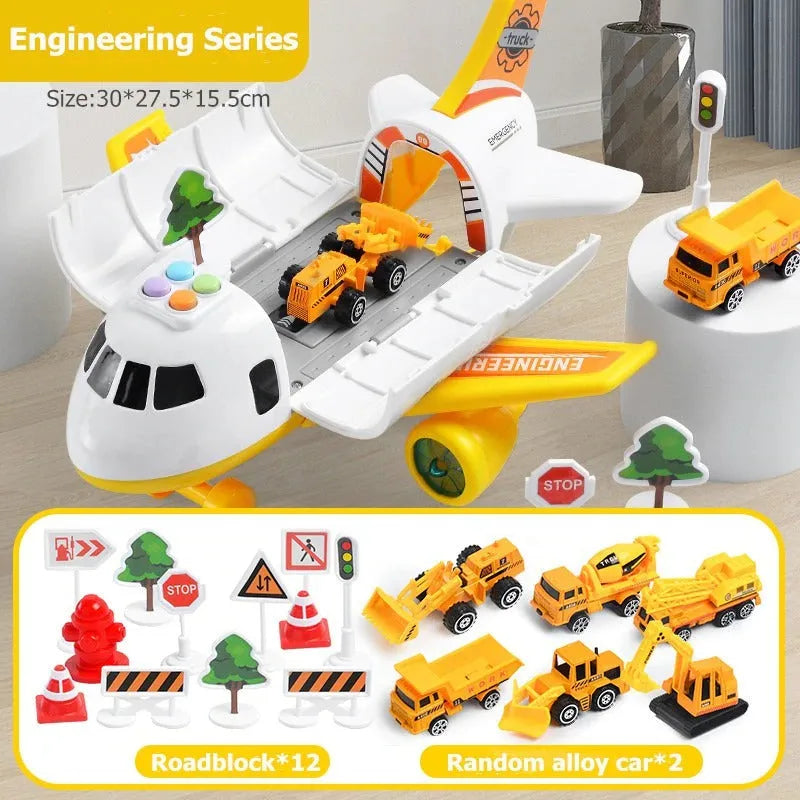 XL Friction Powered Airplane with Interactive Sound Buttons and Cargo Storage, 20 Piece Set