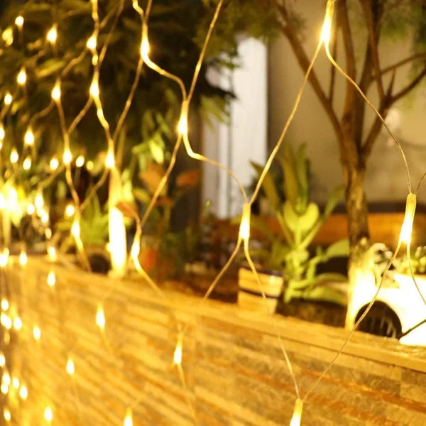LED Net String Lights with Copper Wire and Extendable Connectors for Outdoor Spaces
