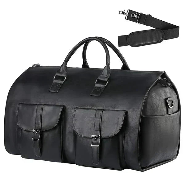 Garment Bag with Telescoping Handle and Shoe Compartment, Three Carry Modes