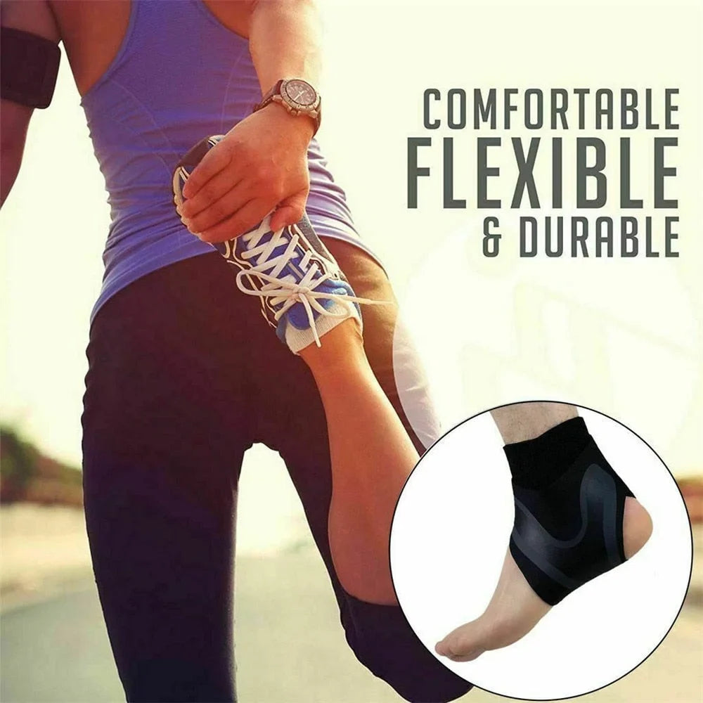 Adjustable Ankle Brace with Neoprene Compression Sleeve and Strap Support