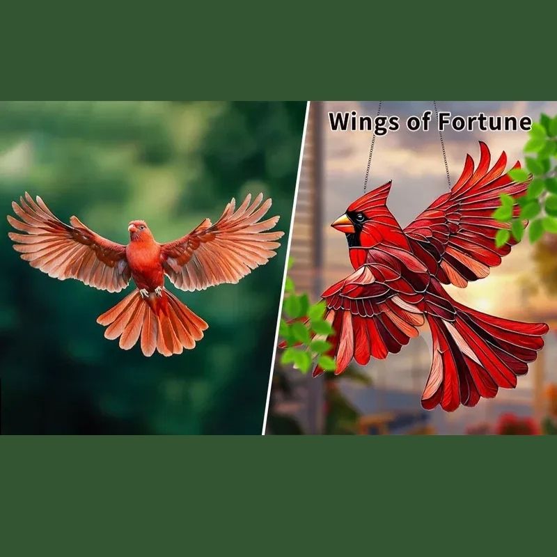 Acrylic Bird Suncatcher with Hanging Loop and Colored Light Reflection