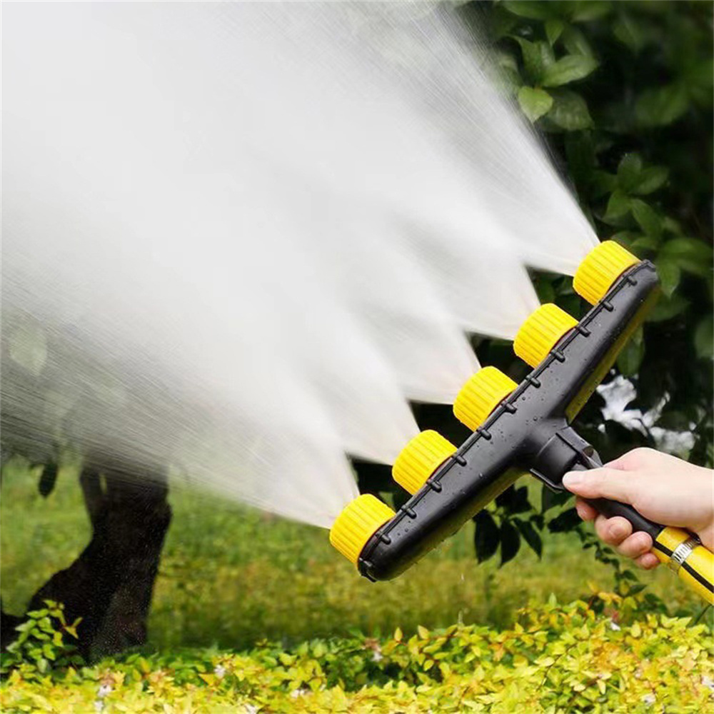 Adjustable Garden Spray Nozzle with Trigger Lock and Multiple Spray Patterns