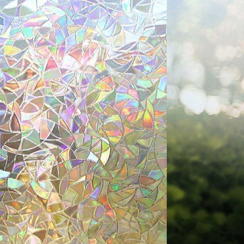 Rainbow Prismatic Window Film with Static Cling and UV Protection