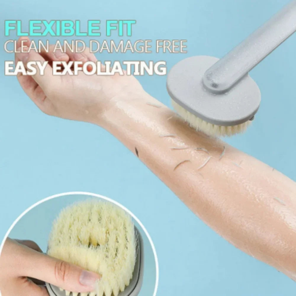 Back Scrubber Brush with Soap Dispenser and Curved Handle, Extended Reach