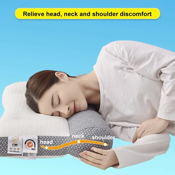 Contoured Neck Pillow with Ear Cutouts and Machine Washable Fill