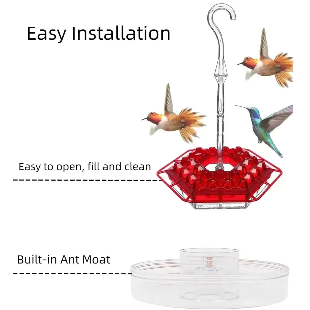 Hummingbird Feeder with Built-in Ant Moats and 30 Flower Ports, Hanging Design