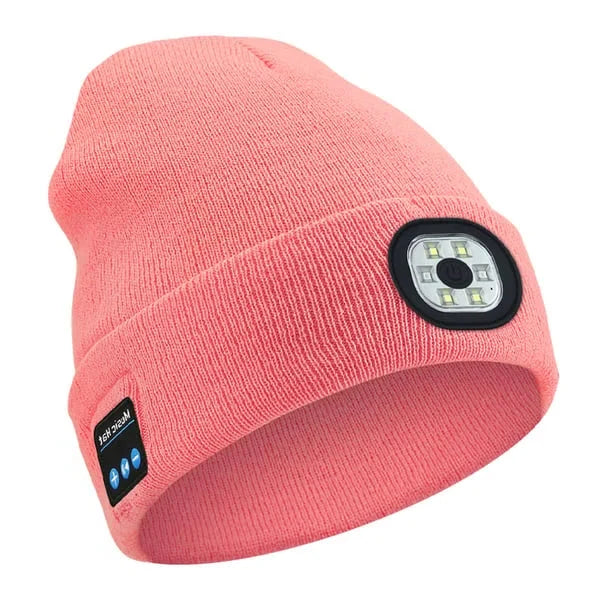 Wireless LED Beanie with Built-in Speakers and Detachable Light Module