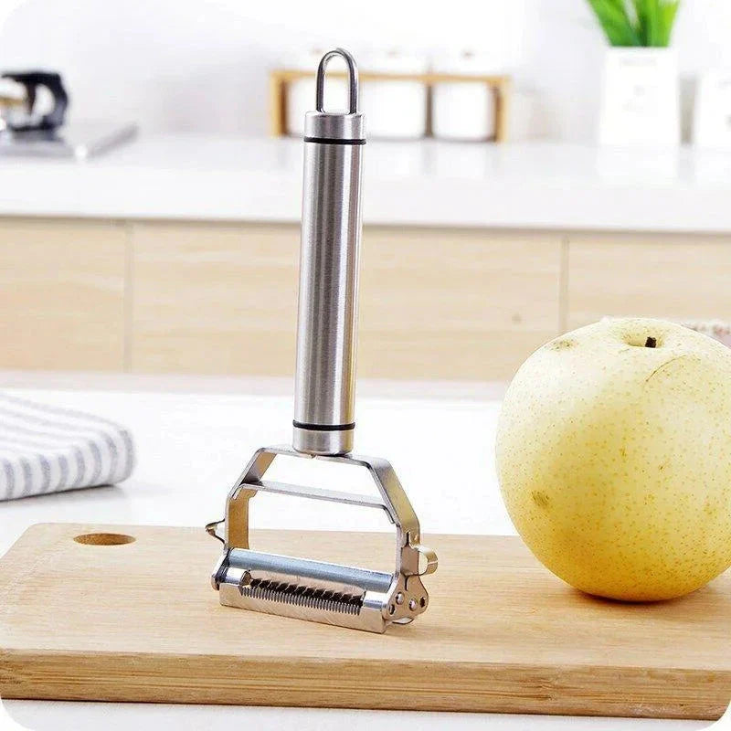 Stainless Steel Vegetable Peeler with Julienne Blade and Dual-Function Design