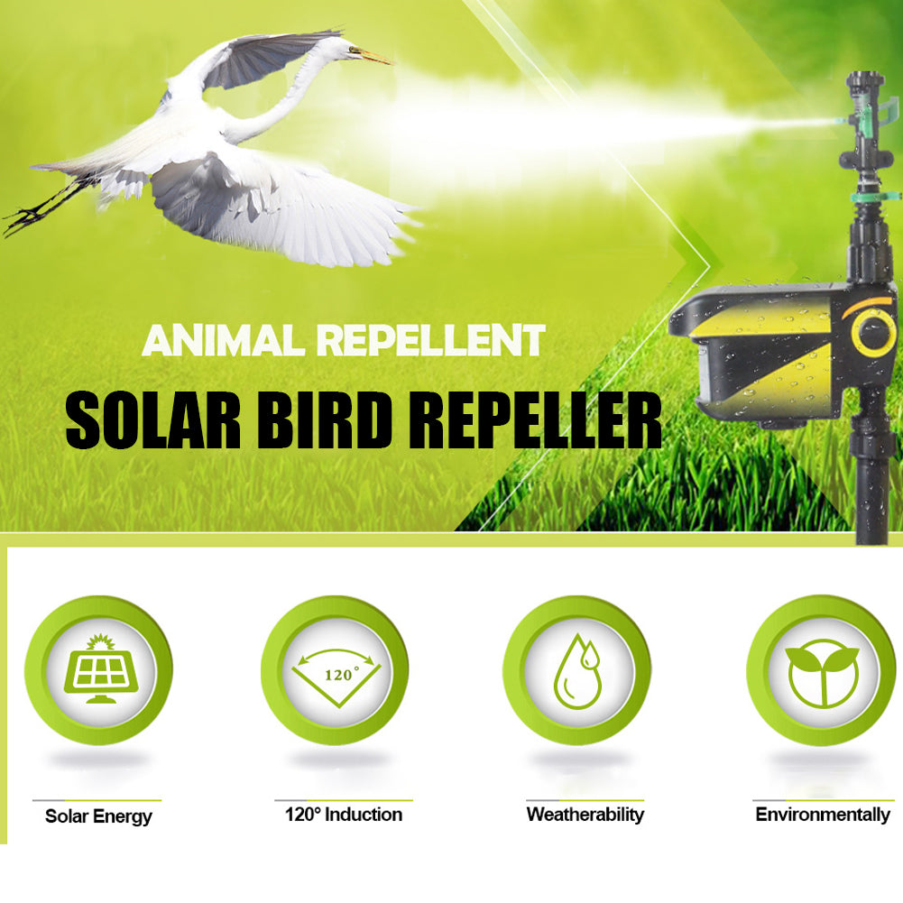 Solar Motion Sensor Sprinkler with 300 Degree Coverage and Adjustable Range for Garden Protection
