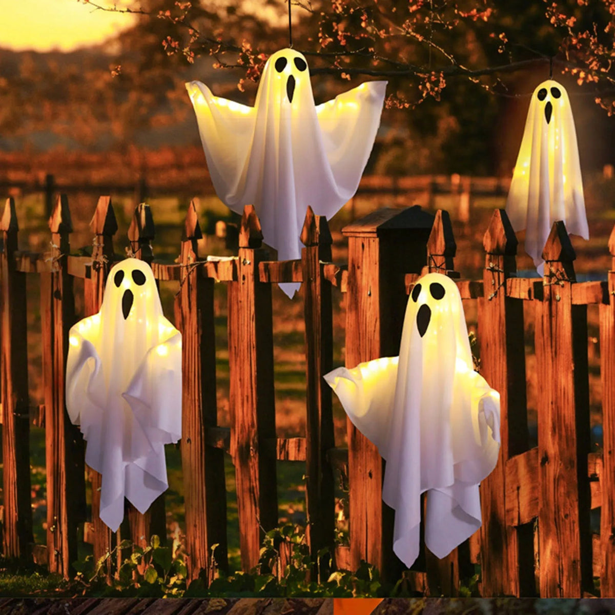 LED Ghost Hanging Decoration with Three Lighting Modes and Battery Power