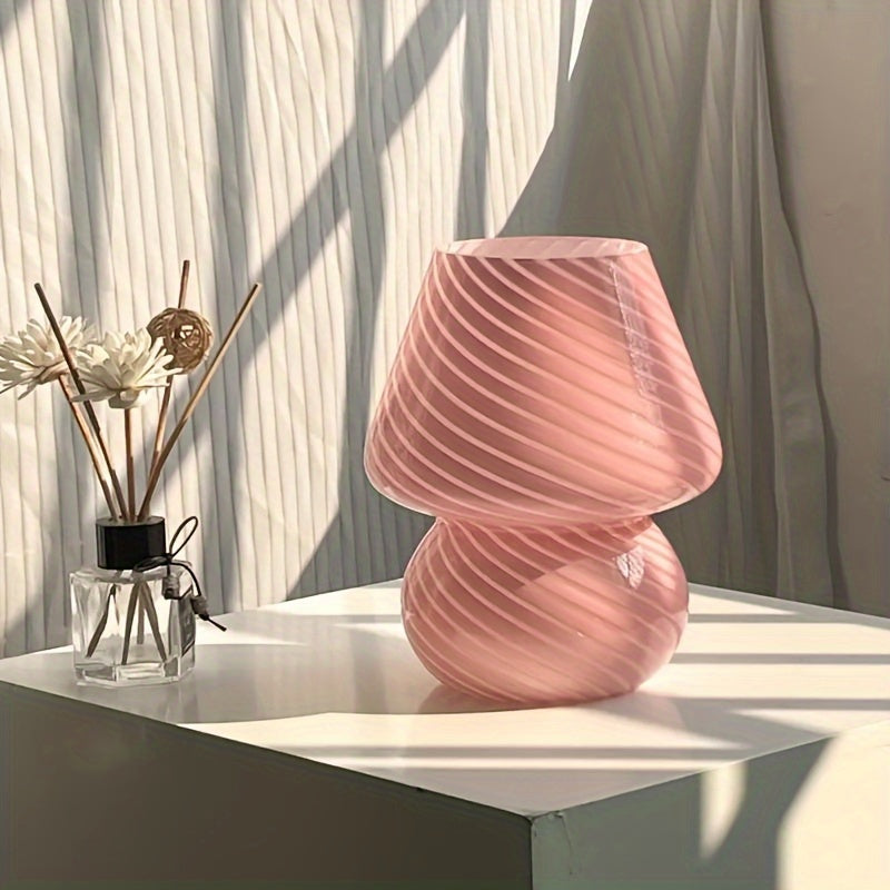 Hand Blown Glass Mushroom Lamp with Stepless Dimming and Integrated LED