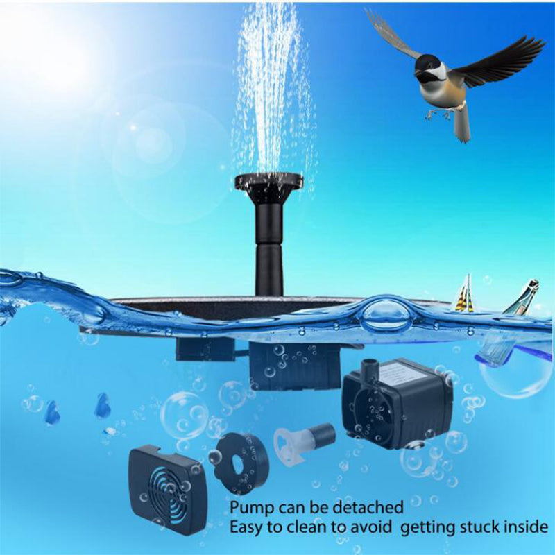Floating Solar Fountain Pump with Interchangeable Spray Heads for Ponds and Birdbaths