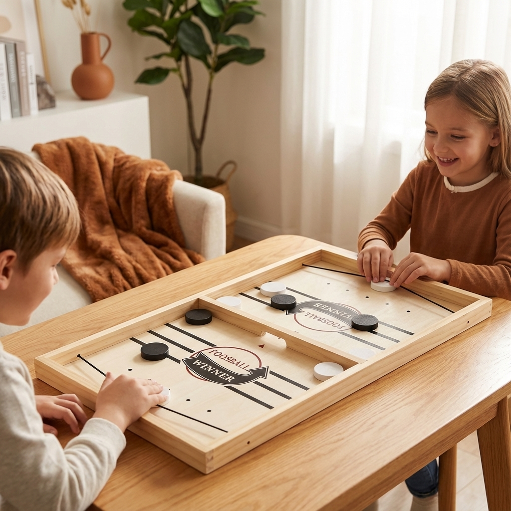 Wooden Catapult Board Game with Spring Loaded Launch System and Scoring Zones