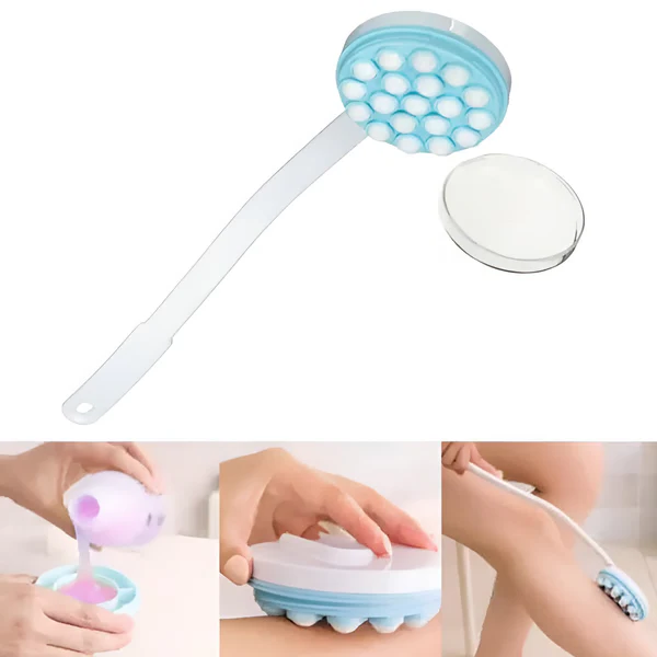 Long Handled Lotion Applicator with Roller Dispenser and Massage Function, Detachable Handle