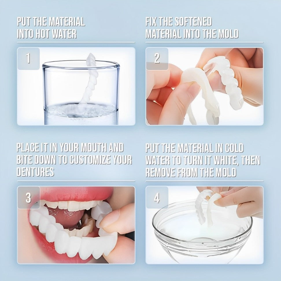 Removable Cosmetic Teeth Cover with Moldable Silicone Strip for Top Teeth