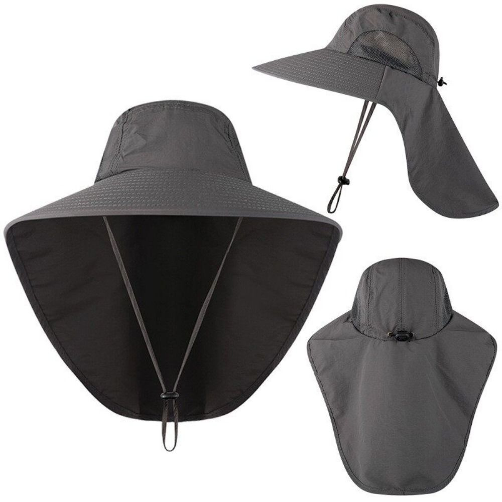 Wide Brim Fishing Hat with Mesh Ventilation and Adjustable Chin Strap, Water Resistant