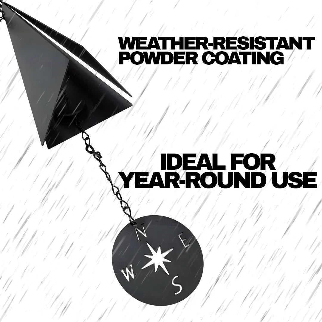 Triangular Wind Bell with Compass Windcatcher and Three Tones, 20 Inches