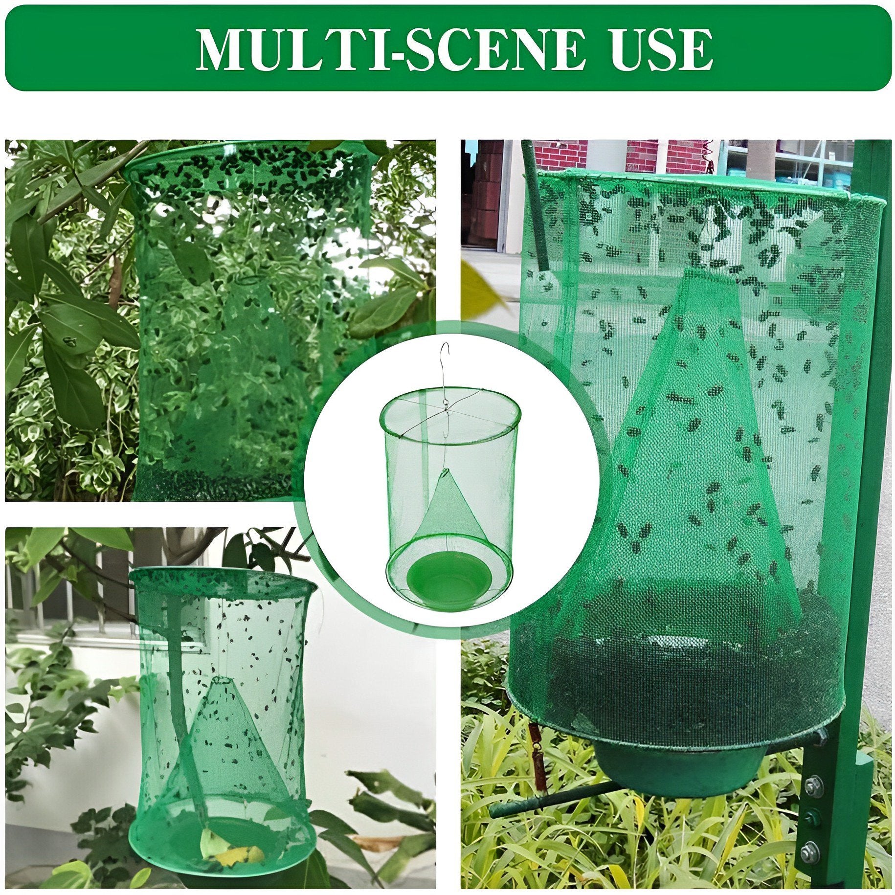 Reusable Fly Trap with Natural Bait and Expandable Container