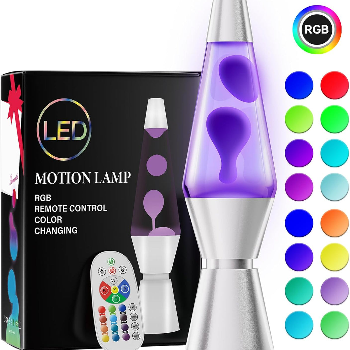Flowing Wax Lamp with 17 Color Settings and Wireless Remote Control